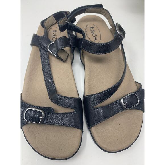 Taos Beauty 2 Black Leather Strappy Hook & Loop Buckles 9 - Picture 2 of 9